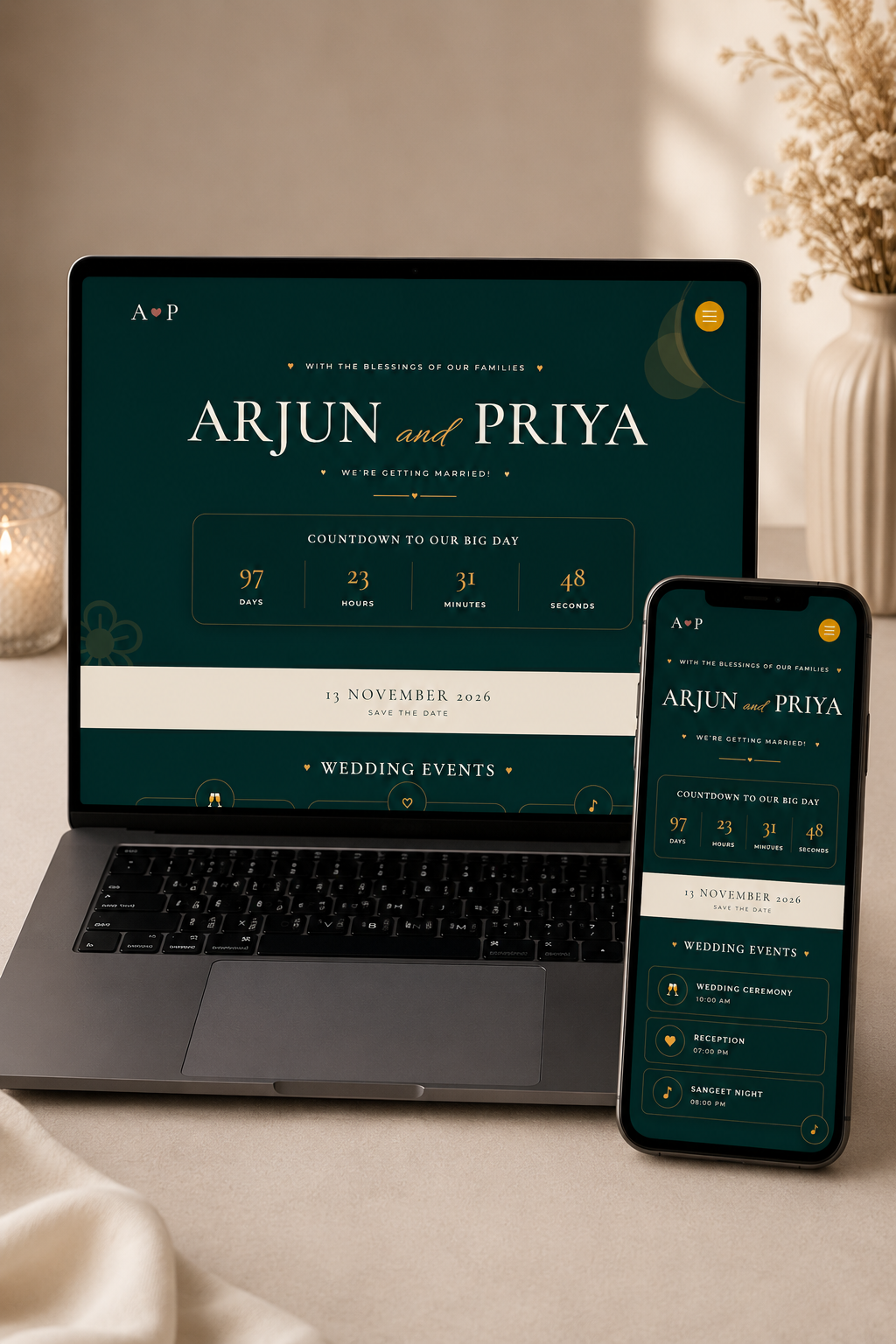 Minimal wedding website template