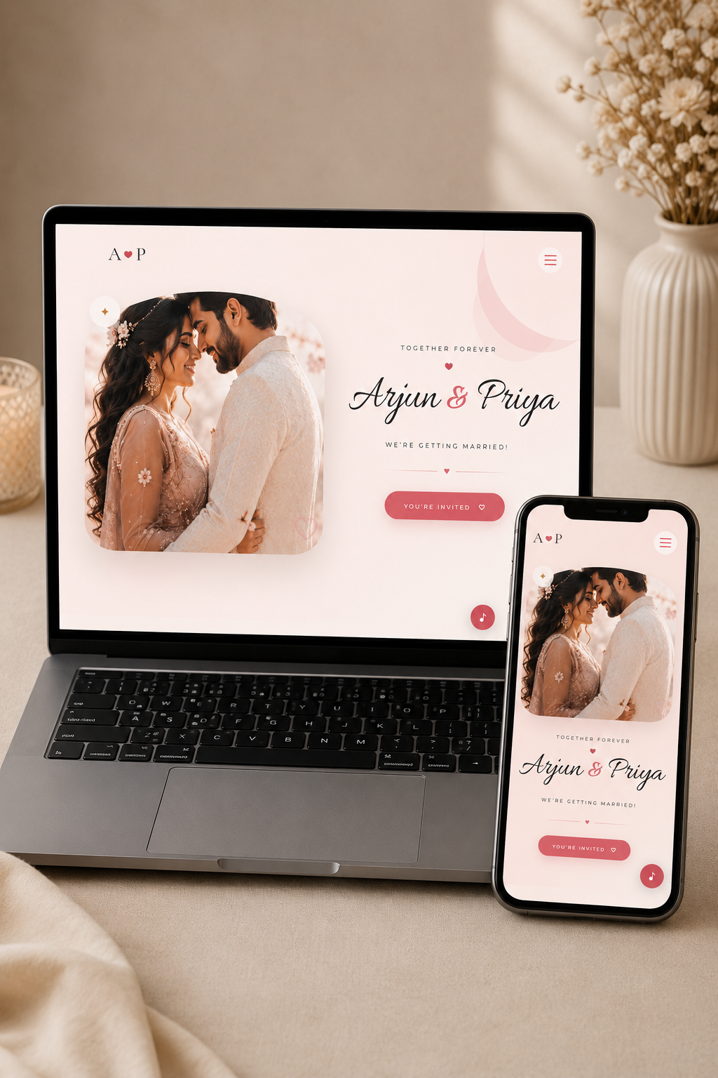 Romantic wedding website template