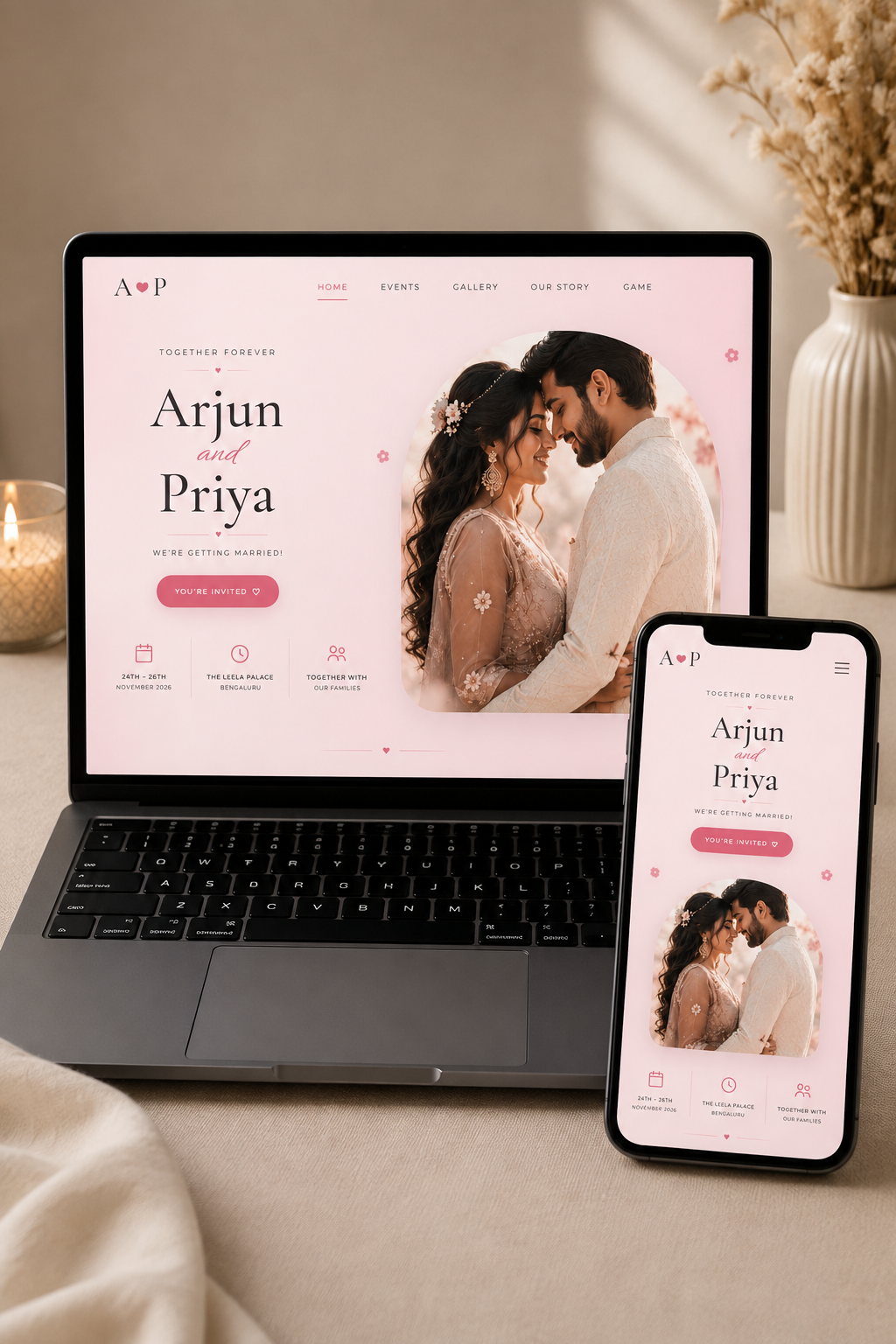 Modern wedding website template